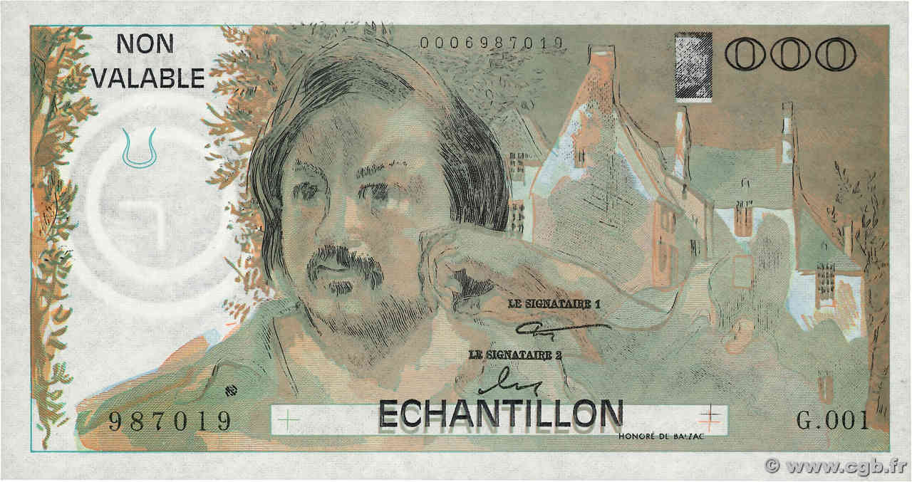 1000 Francs BALZAC Échantillon FRANKREICH  1980 EC.1980.01 fST+