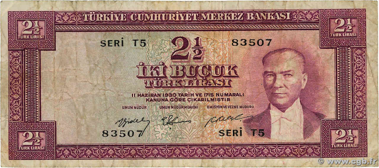 2 1/2 Lira TÜRKEI  1955 P.151a S