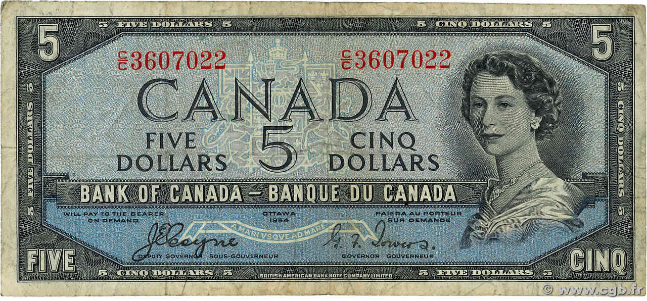 5 Dollars CANADA  1954 P.068a TB