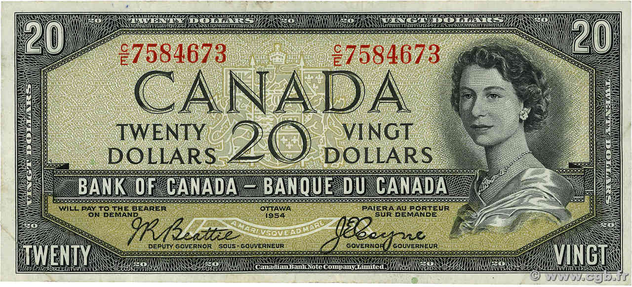 20 Dollars CANADA  1954 P.070b TB+