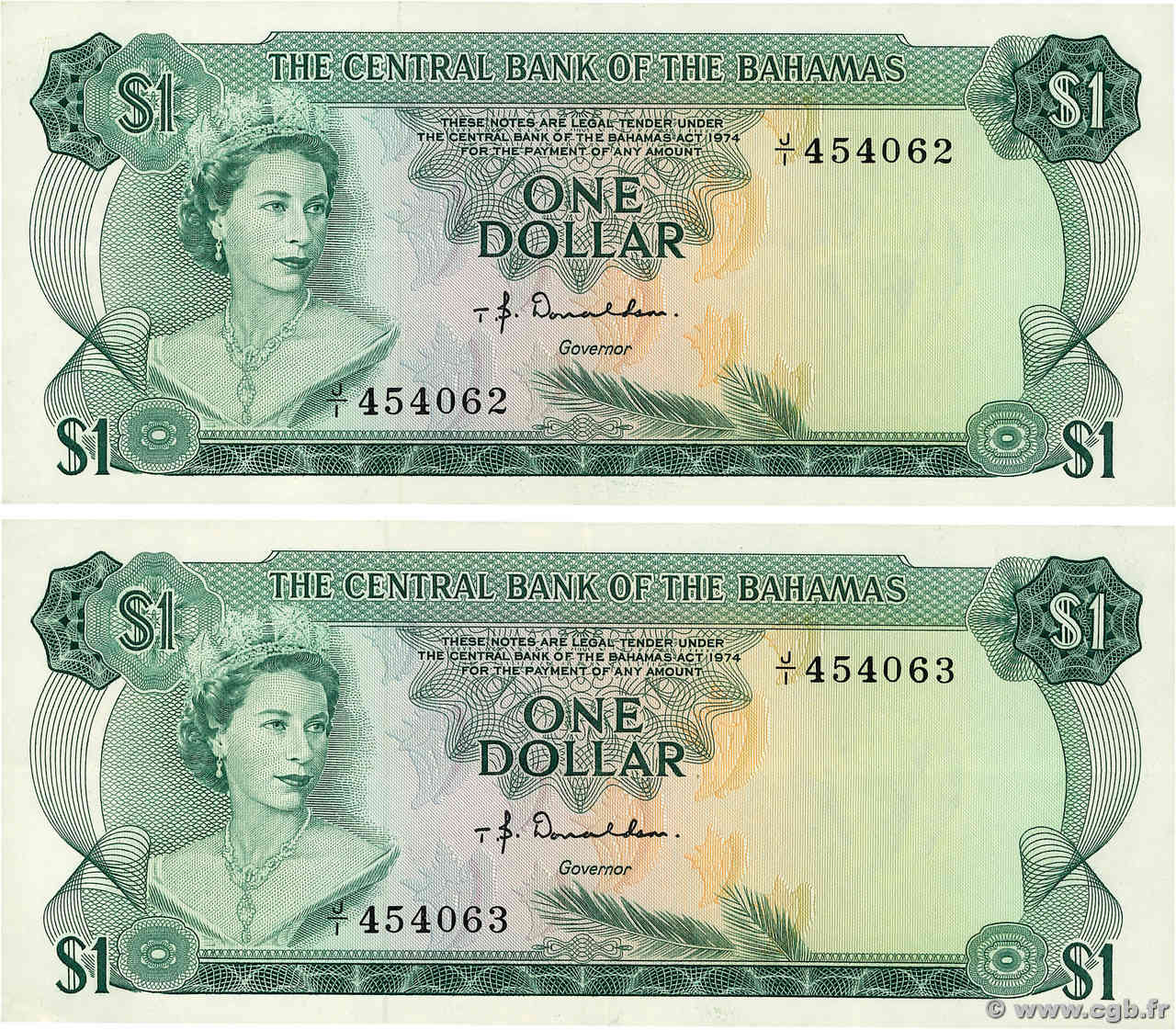 1 Dollar Consécutifs BAHAMAS  1974 P.35a TTB