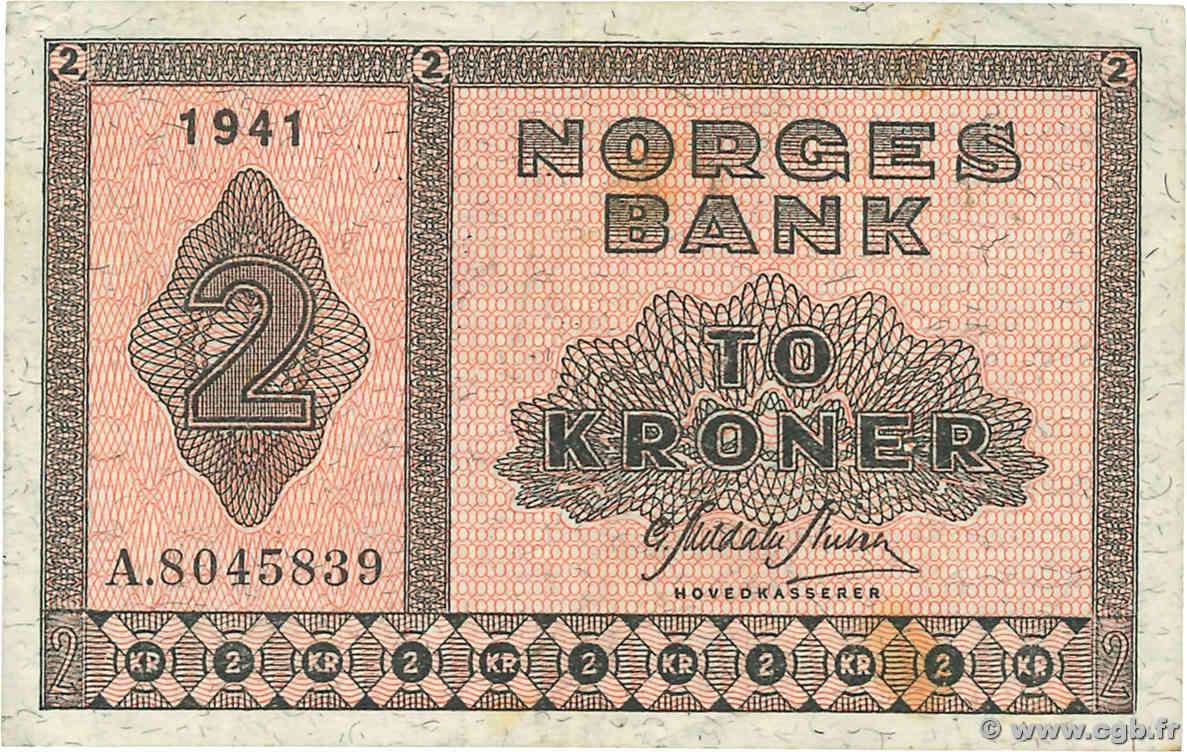 2 Kroner NORVÈGE  1941 P.16a1 SS