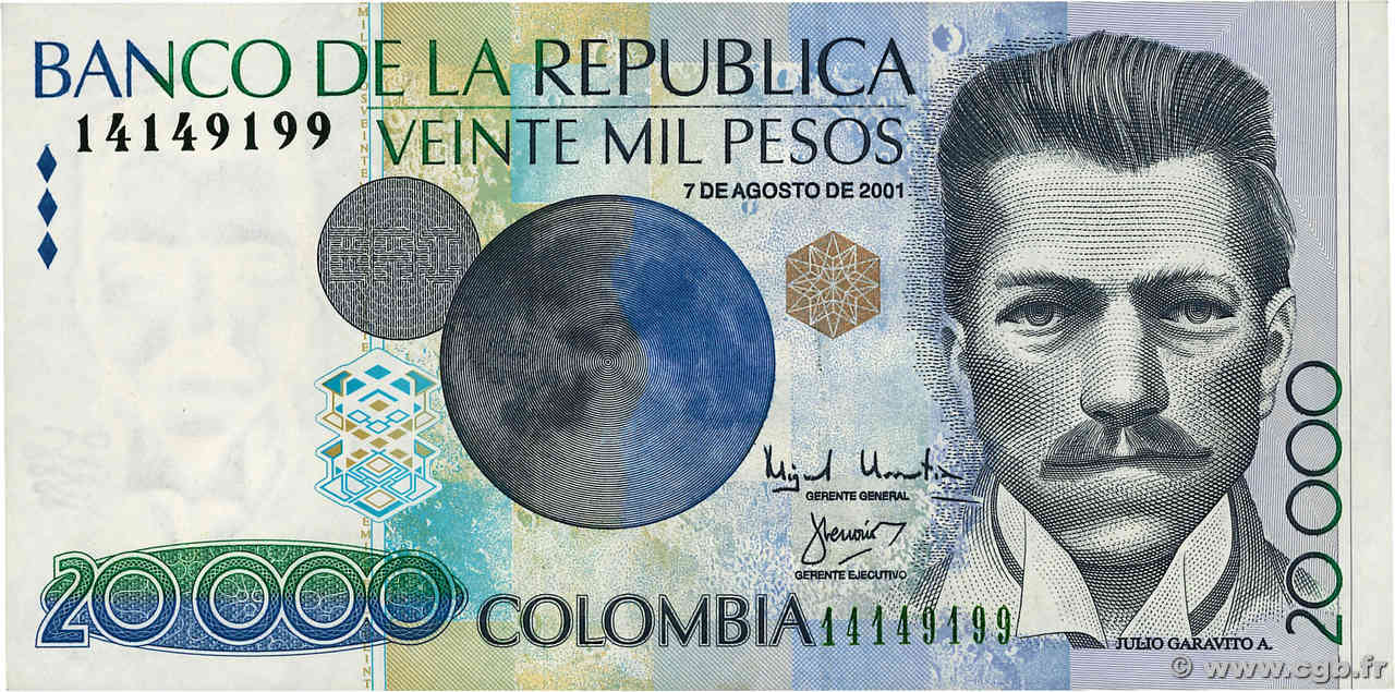 20000 Pesos COLOMBIE  2001 P.454c pr.SUP