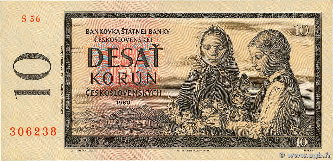 10 Korun TCHÉCOSLOVAQUIE  1960 P.088d TTB