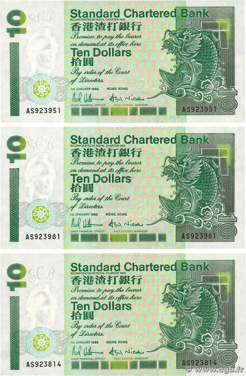 10 Dollars Lot HONG-KONG  1993 P.284a SC