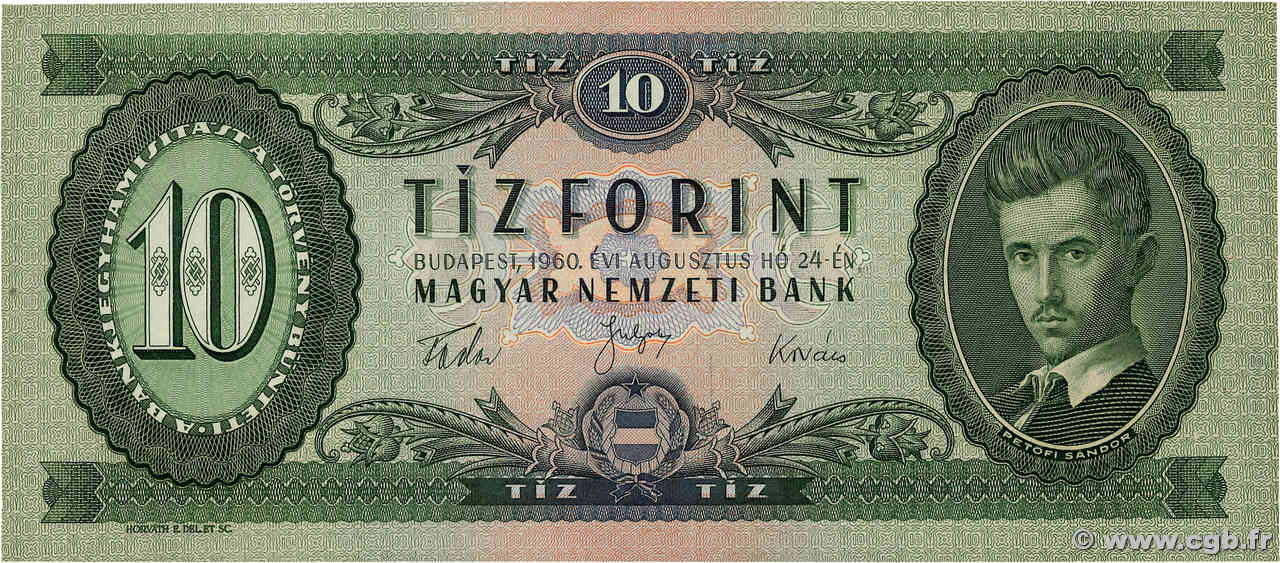 10 Forint UNGARN  1960 P.168b ST