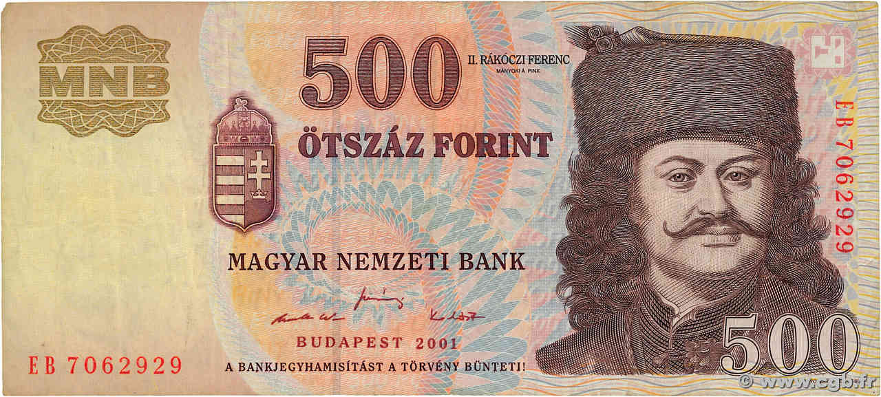 500 Forint UNGHERIA  2001 P.188a q.BB