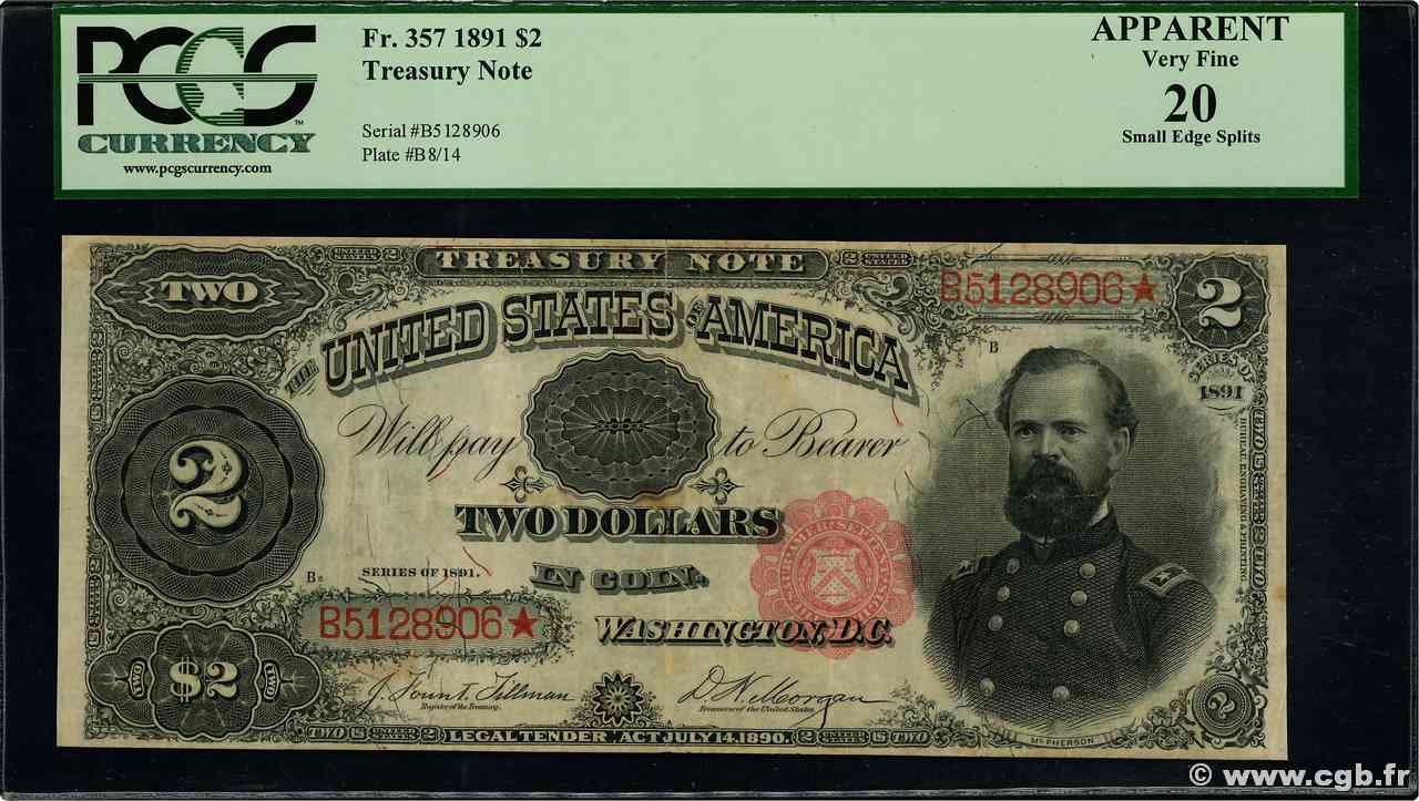 2 Dollars ÉTATS-UNIS D AMÉRIQUE  1891 P.351 TB