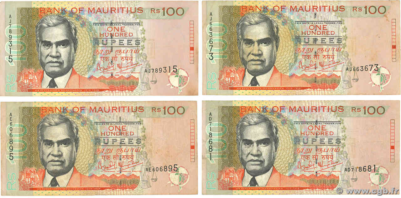 100 Rupees Lot ISOLE MAURIZIE  1999 P.51a MB