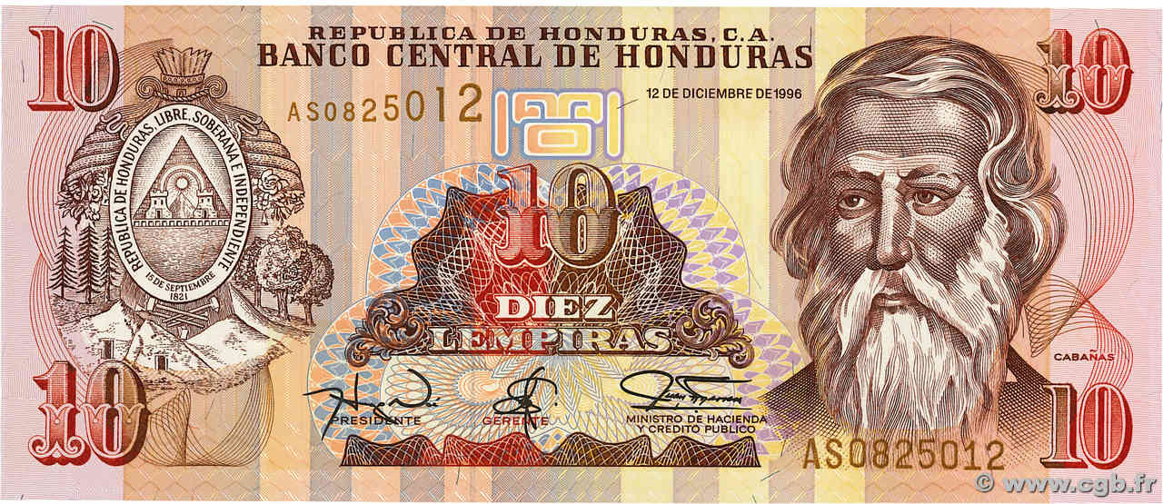 10 Lempiras HONDURAS  1996 P.082a pr.NEUF