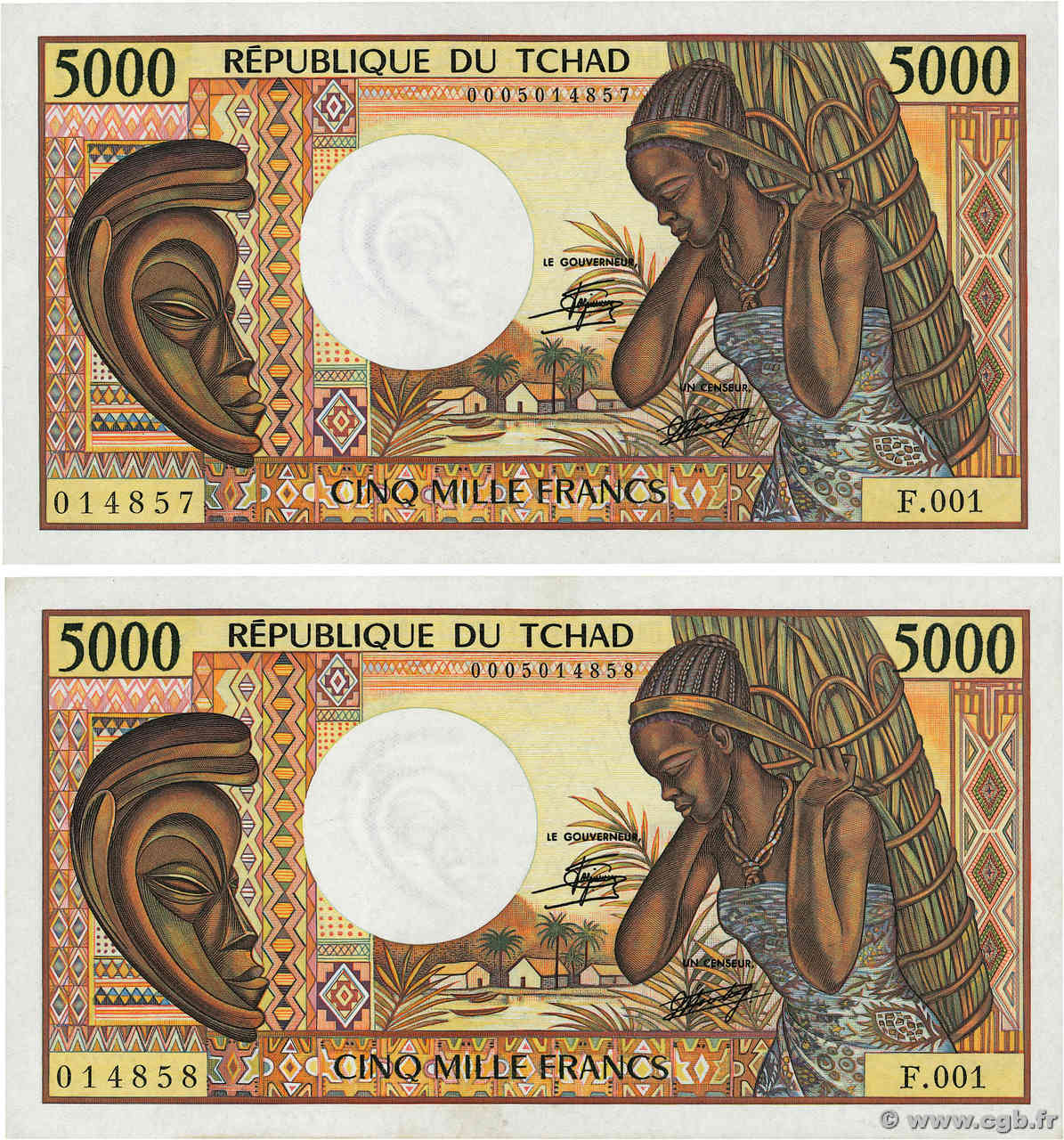 5000 Francs Consécutifs TCHAD  1984 P.11 SUP