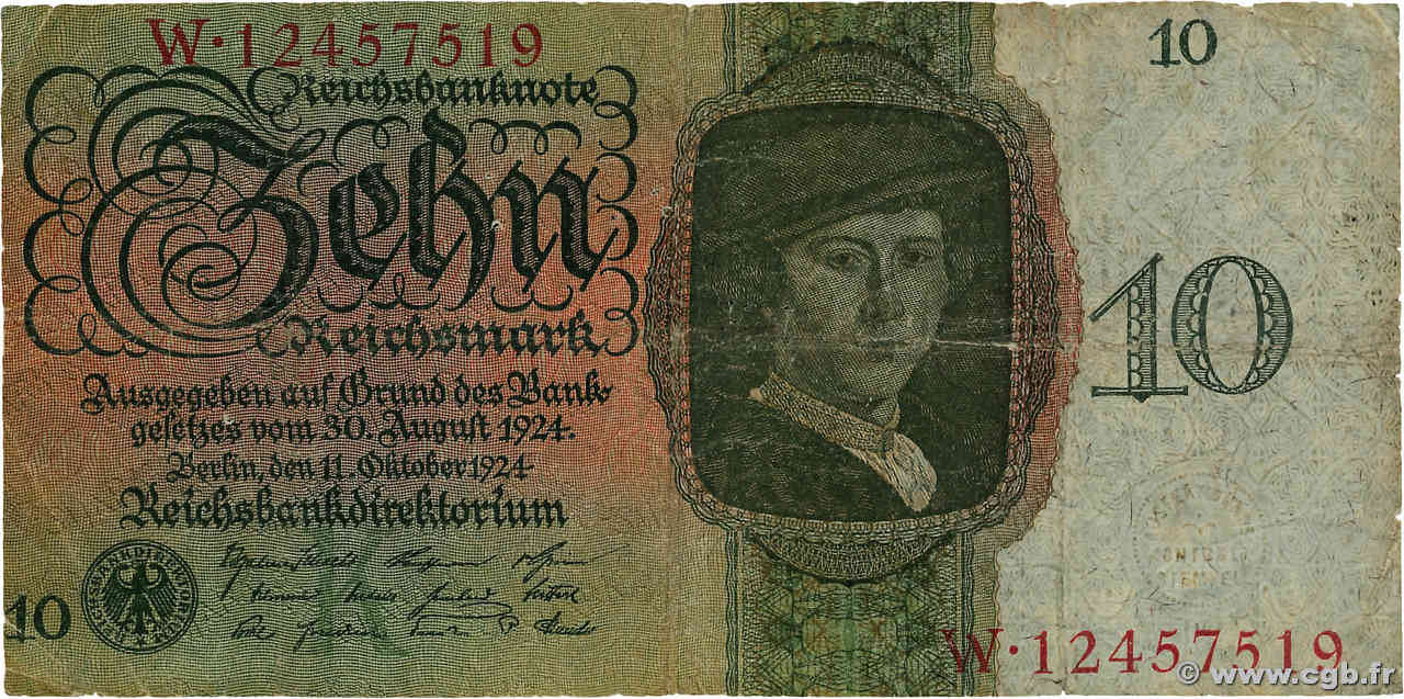 10 Reichsmark ALLEMAGNE  1924 P.175 B