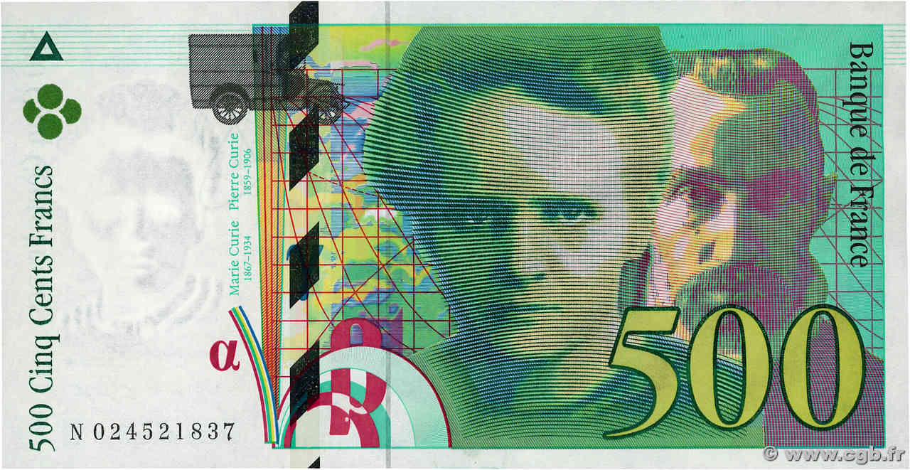 500 Francs PIERRE ET MARIE CURIE FRANCE  1994 F.76.01 pr.NEUF