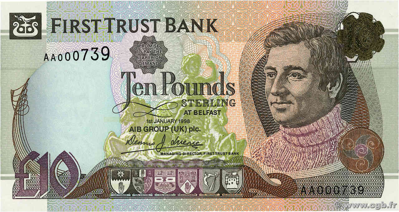 10 Pounds Petit numéro IRLANDE DU NORD  1998 P.136 NEUF