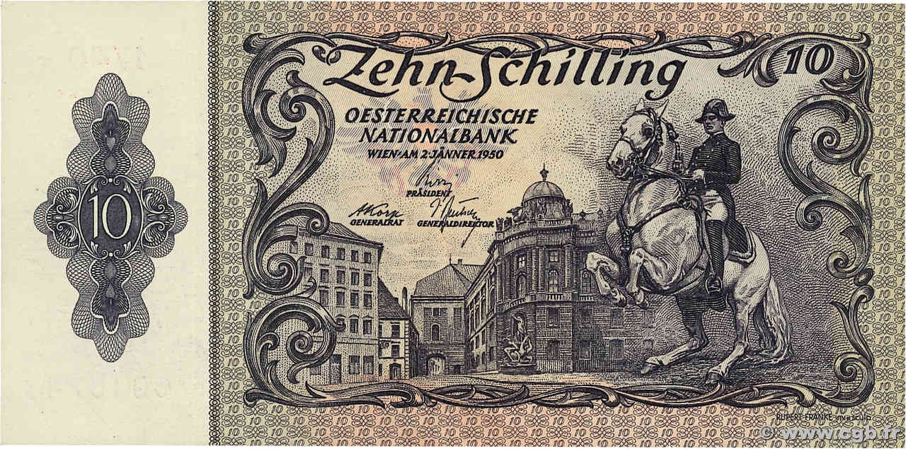 10 Schilling AUTRICHE  1950 P.128 SUP