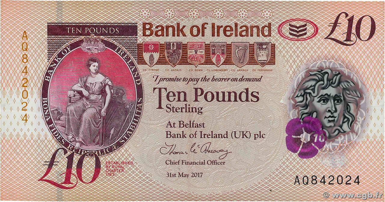 10 Pounds IRLANDE DU NORD  2017 P.091 TB+