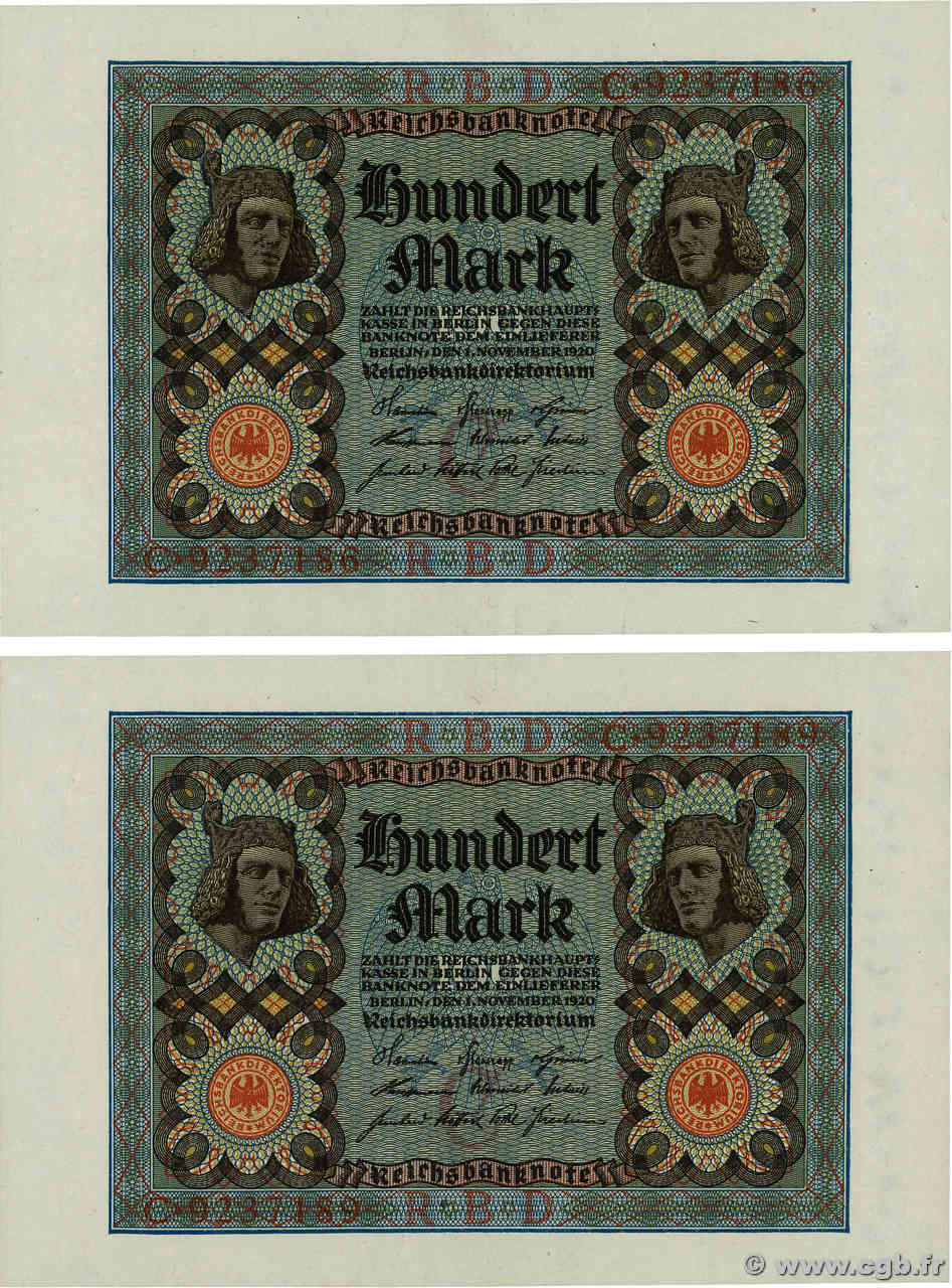 100 Mark Lot ALLEMAGNE  1943 P.069 pr.NEUF