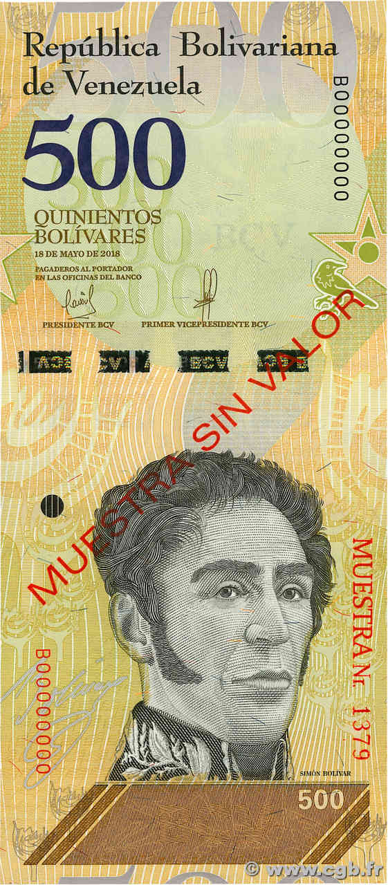 500 Bolivares Spécimen VENEZUELA  2018 P.108bs SC+