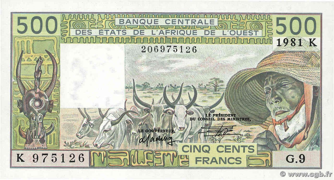 500 Francs ÉTATS DE L AFRIQUE DE L OUEST  1981 P.706Kc SPL+