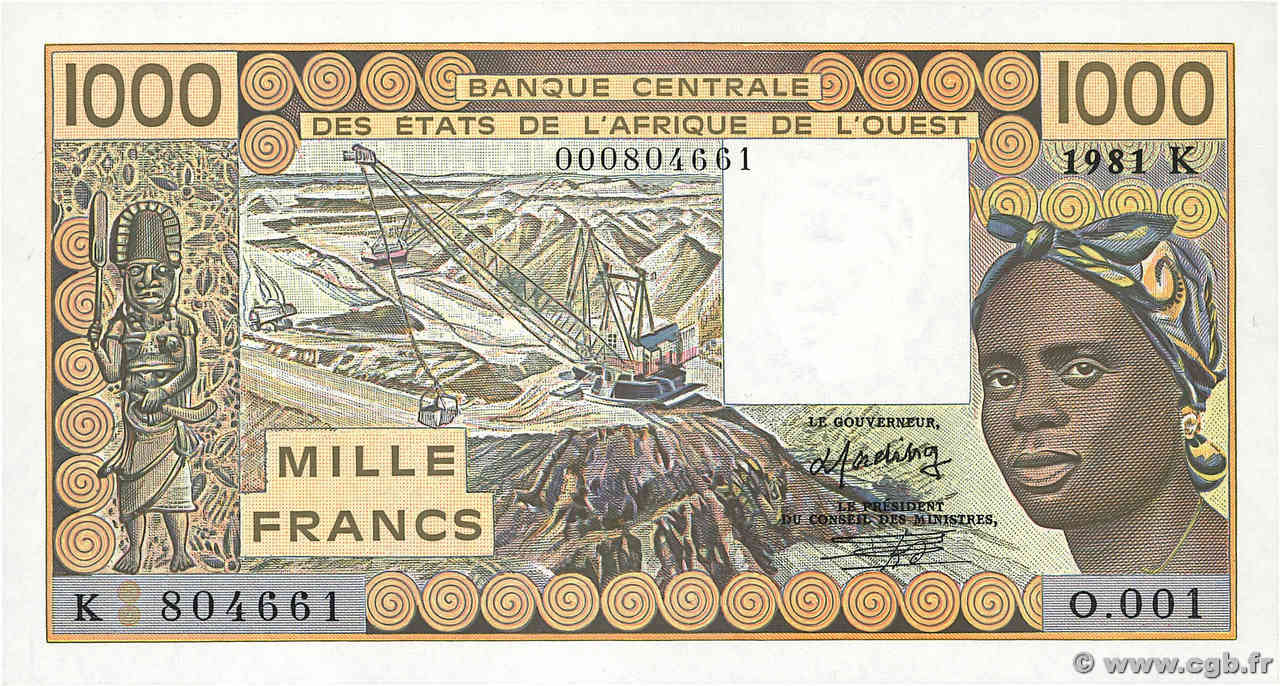 1000 Francs Fauté ÉTATS DE L AFRIQUE DE L OUEST  1981 P.707Kb SPL+