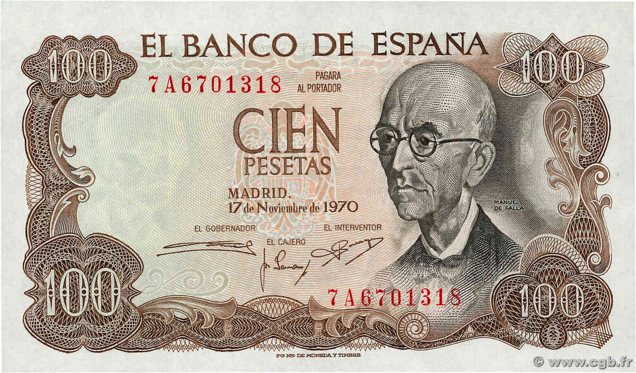 100 Pesetas ESPAGNE  1970 P.152a NEUF