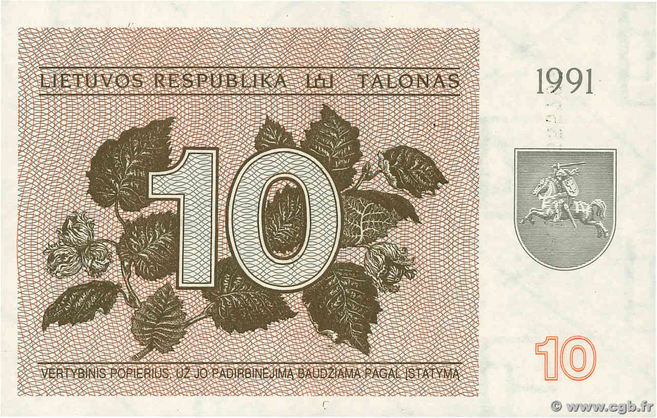 10 Talonas LITUANIE  1991 P.35b NEUF