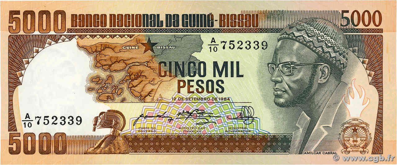 5000 Pesos GUINEA-BISSAU  1984 P.09 ST