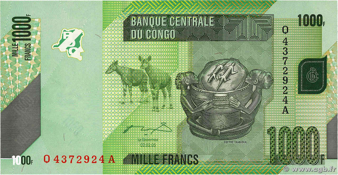 1000 Francs DEMOKRATISCHE REPUBLIK KONGO  2005 P.101a ST