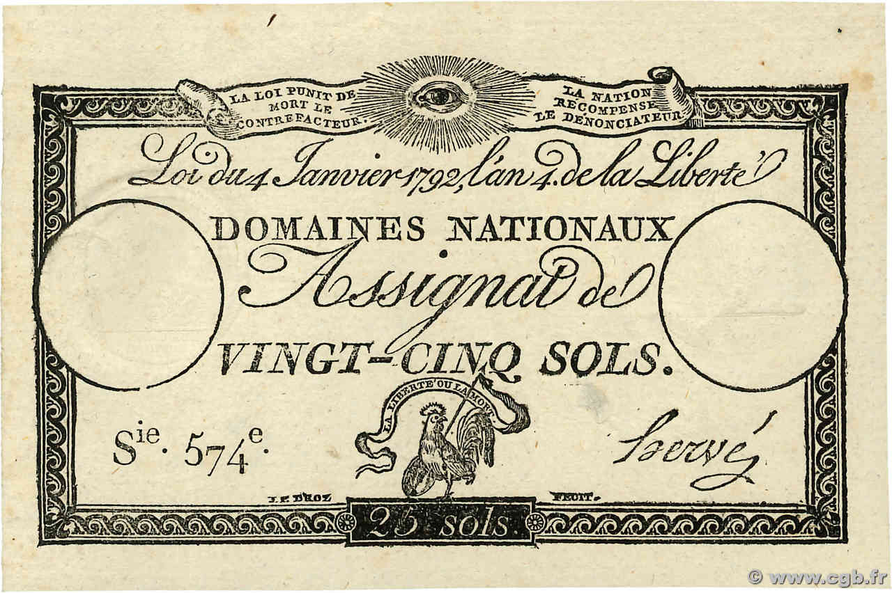 25 Sols FRANCE  1792 Ass.25a SUP+