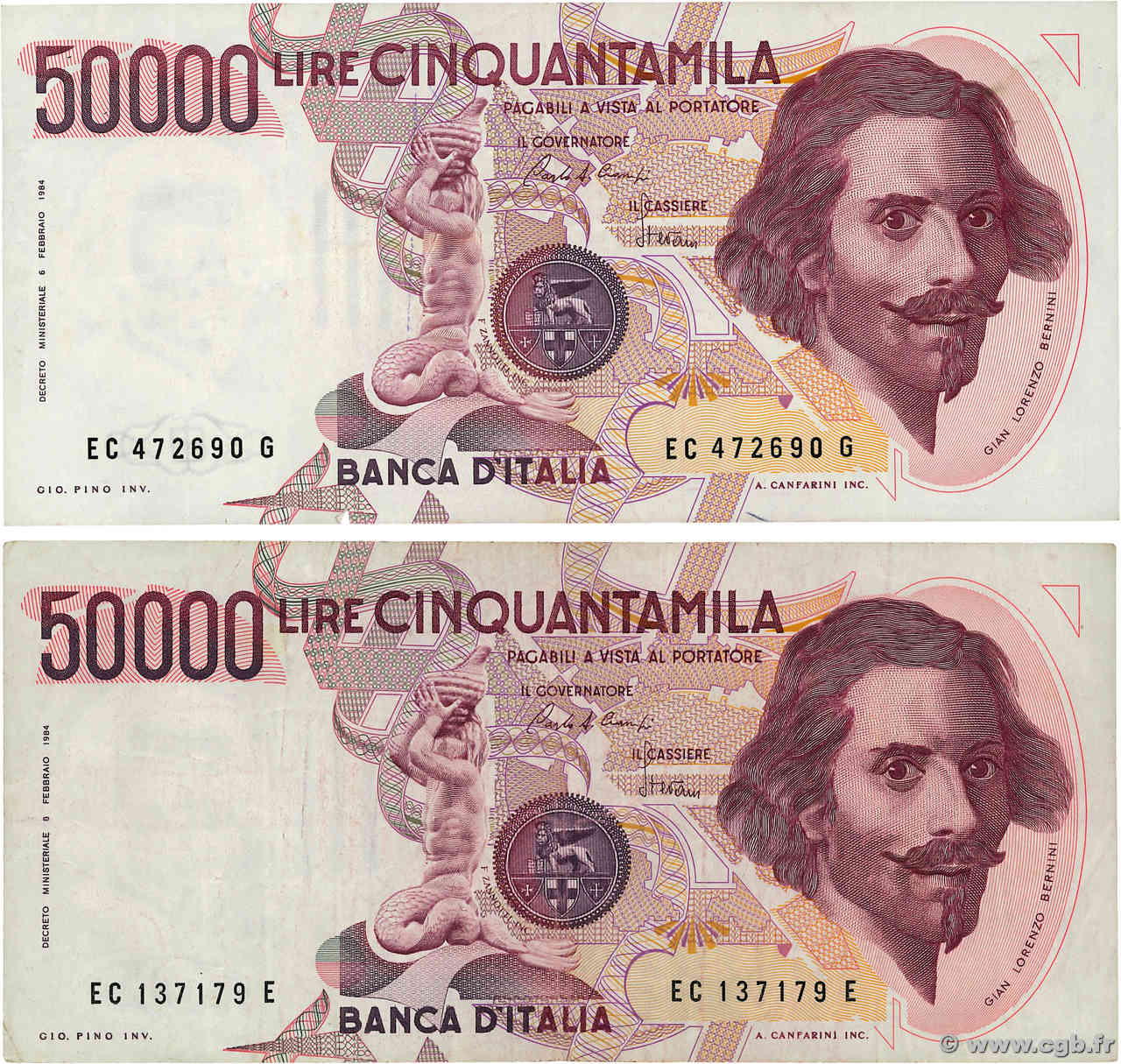 50000 Lire Lot ITALY  1984 P.113a VF-