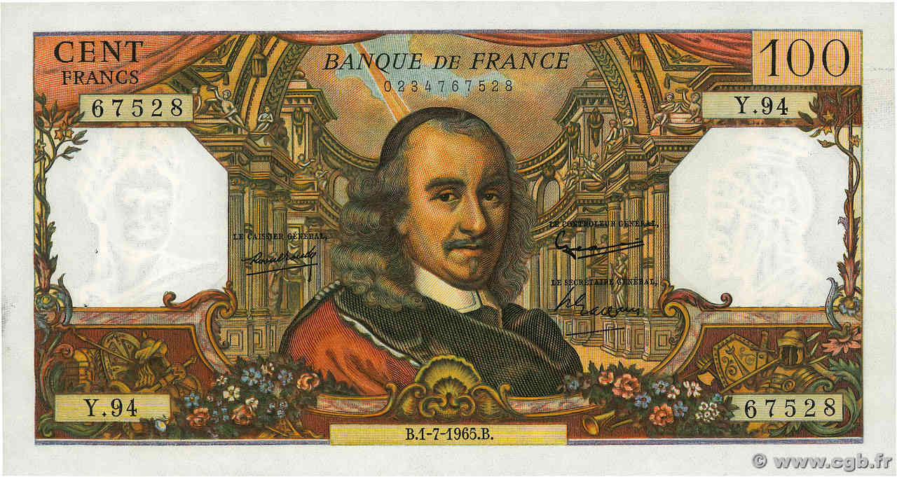 100 Francs CORNEILLE FRANCIA  1965 F.65.08 SPL+