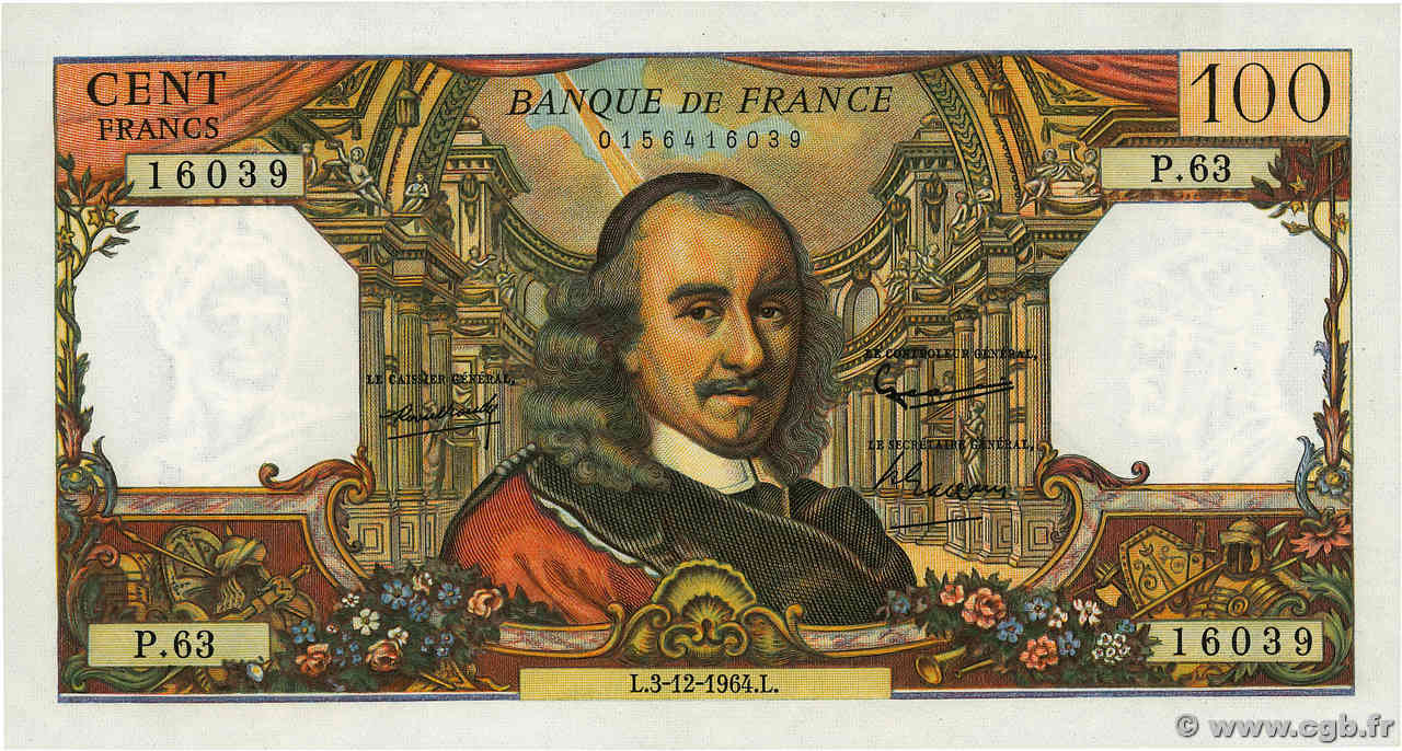 100 Francs CORNEILLE FRANCIA  1964 F.65.05 EBC+