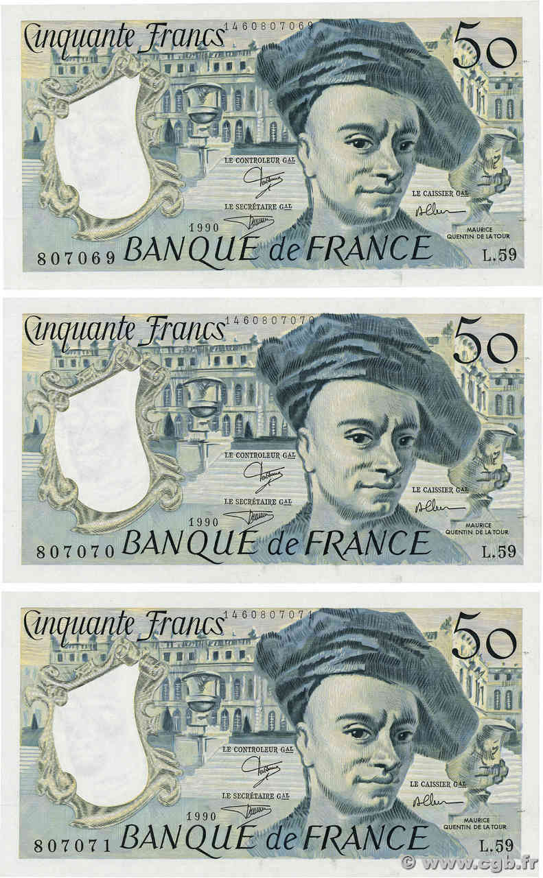 50 Francs QUENTIN DE LA TOUR Lot FRANCE  1990 F.67.16 NEUF