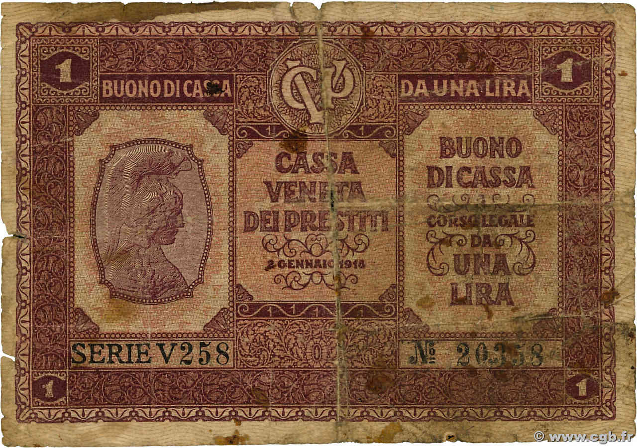 1 Lira ITALY  1918 PM.04 G