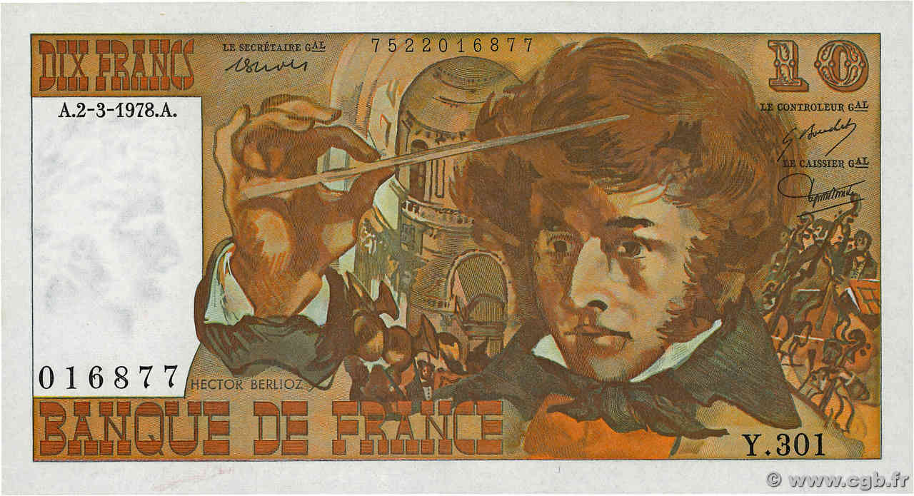 10 Francs BERLIOZ FRANCIA  1978 F.63.23 AU+