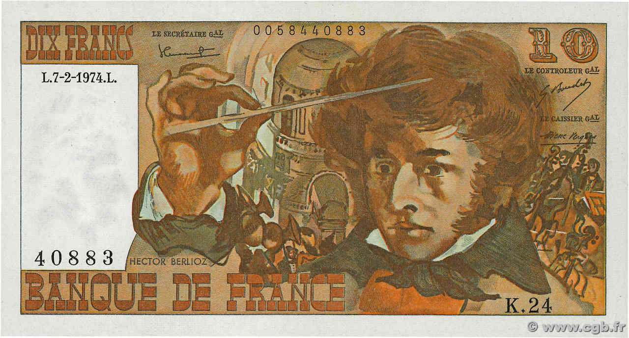 10 Francs BERLIOZ FRANCIA  1974 F.63.03 SPL+