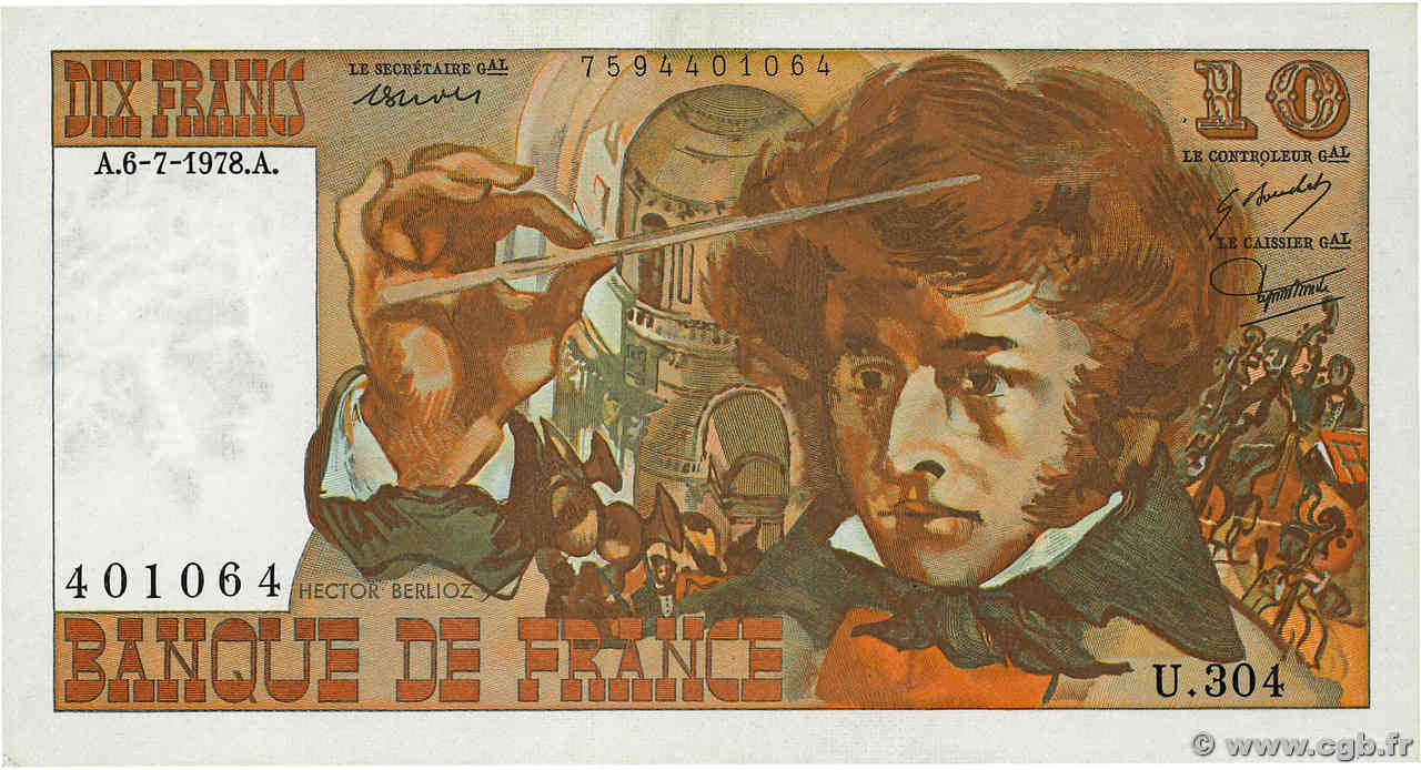 10 Francs BERLIOZ FRANCIA  1978 F.63.24 MBC+