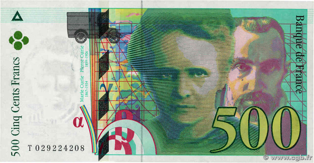 500 Francs PIERRE ET MARIE CURIE FRANCE  1994 F.76.01 SUP