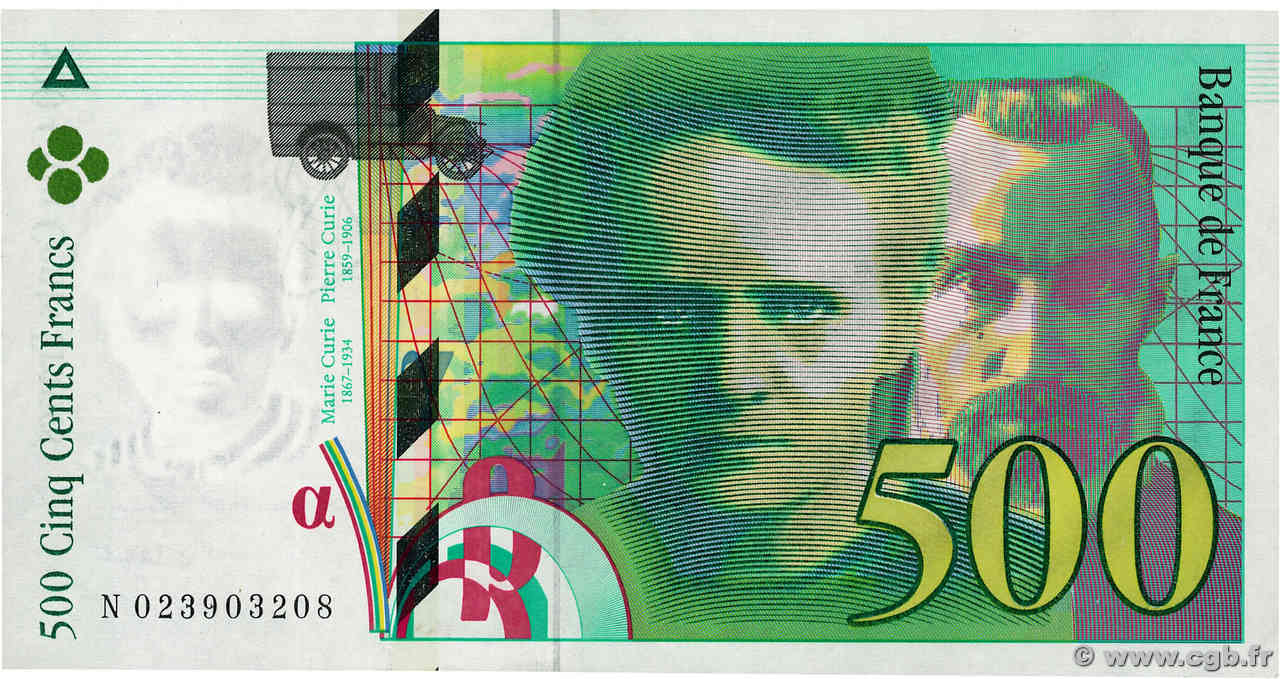 500 Francs PIERRE ET MARIE CURIE FRANCE  1994 F.76.01 UNC-