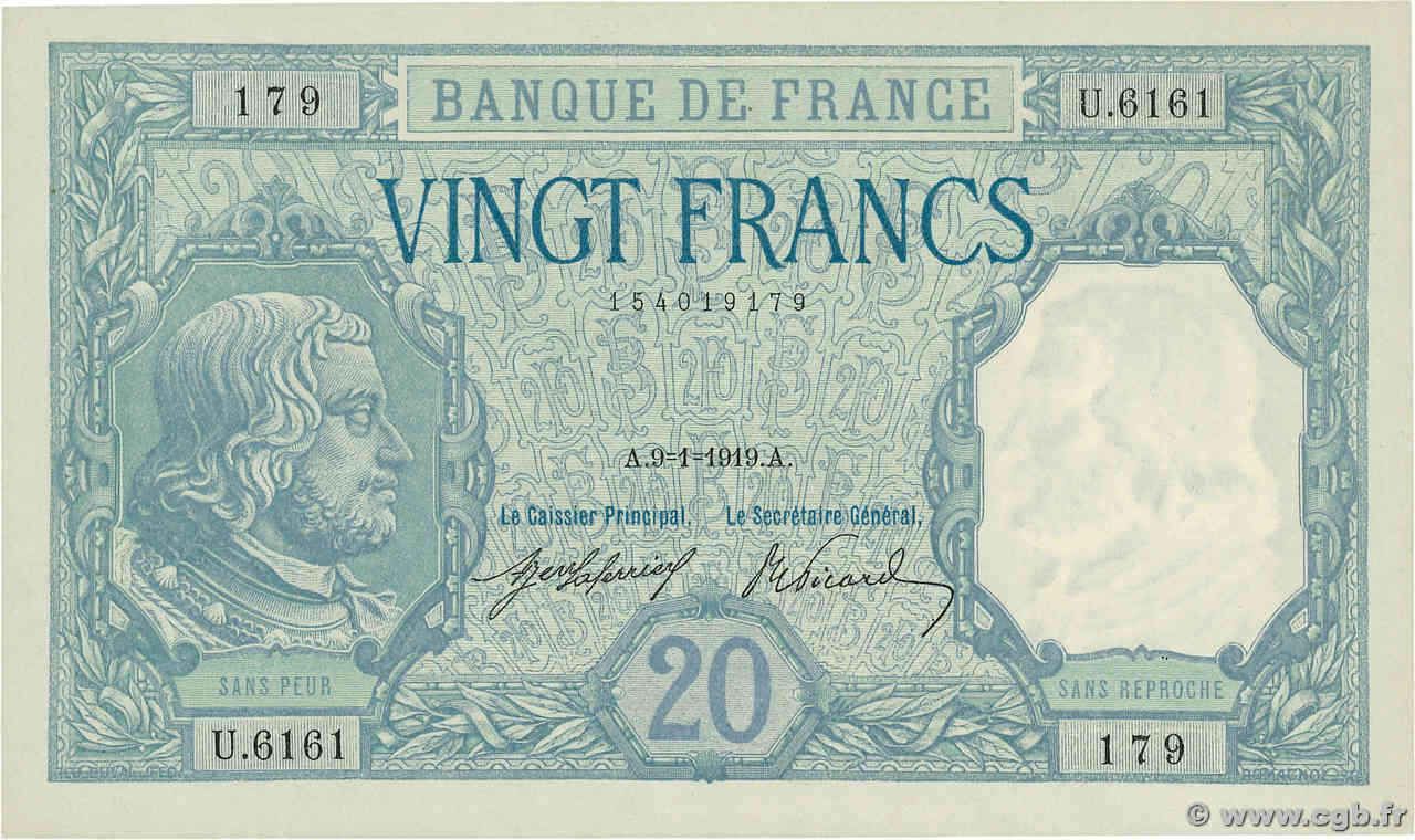 20 Francs BAYARD FRANCIA  1919 F.11.04 SC+