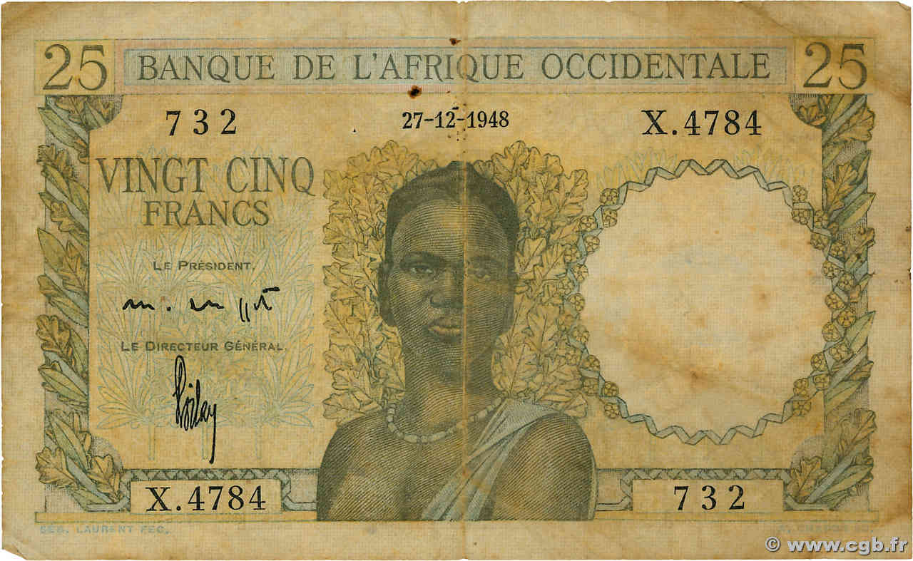 25 Francs FRENCH WEST AFRICA (1895-1958)  1948 P.38 G