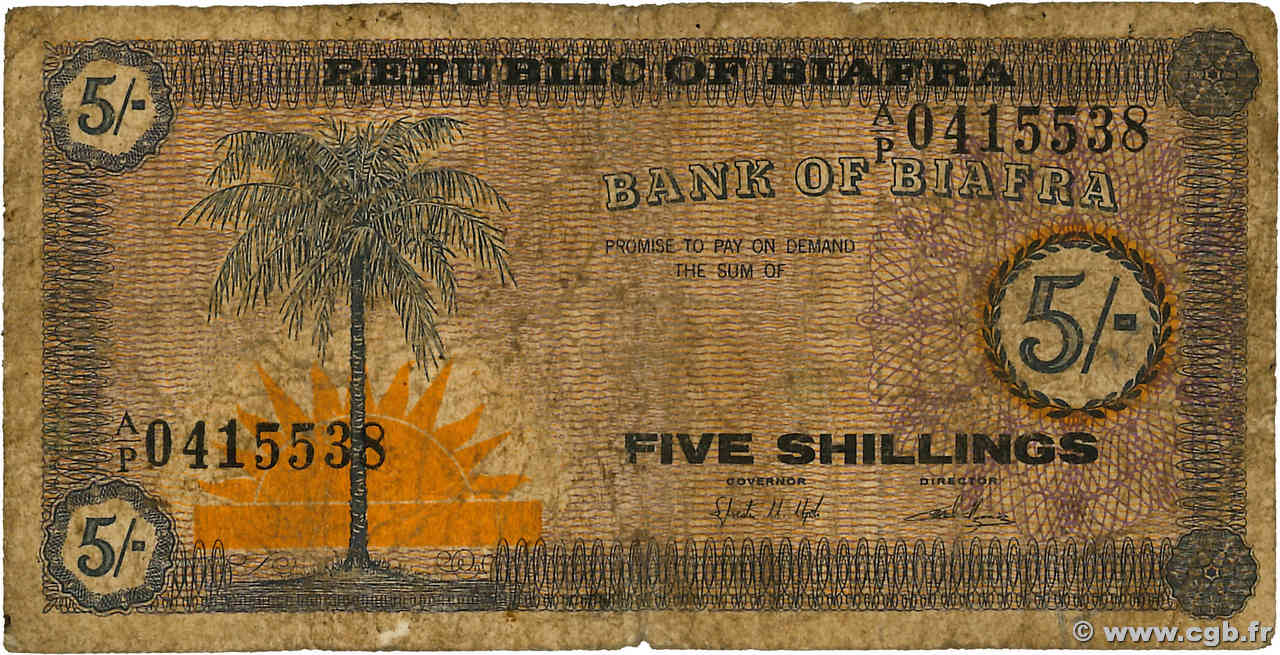 5 Shillings BIAFRA  1967 P.01a SGE