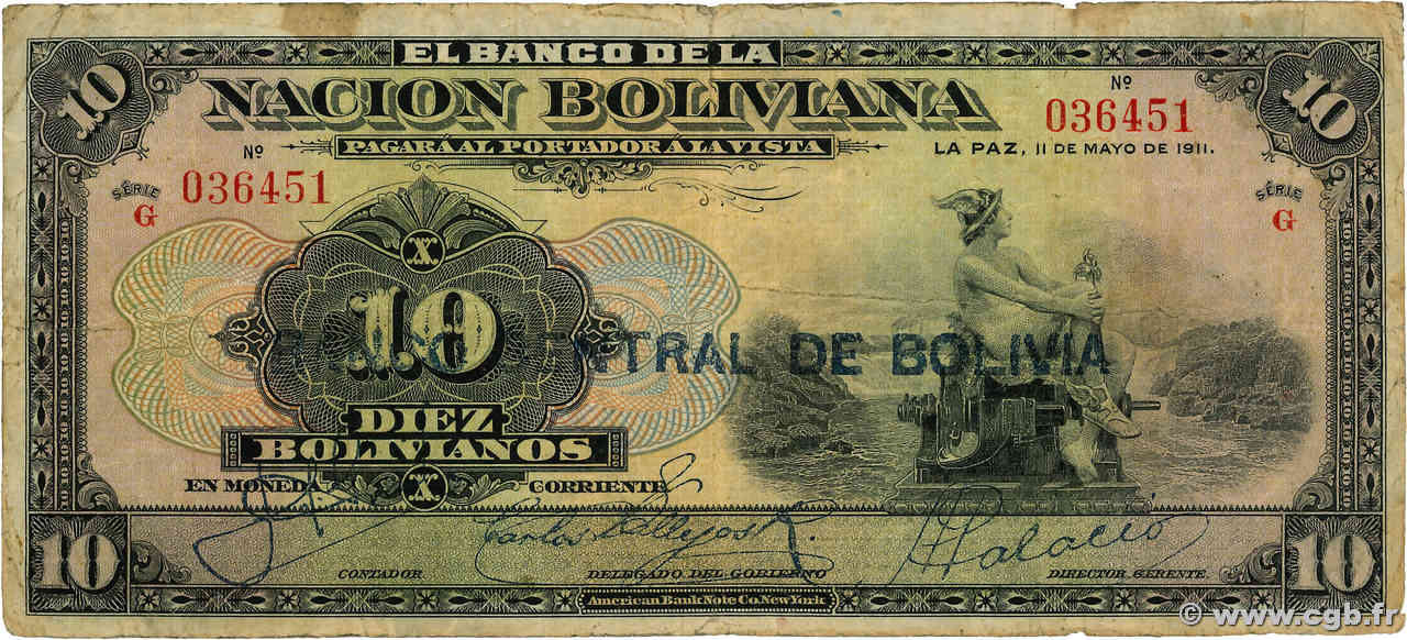 10 Bolivianos BOLIVIE  1929 P.114 B+