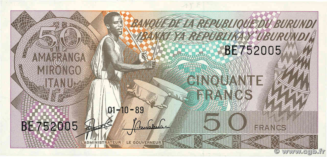 50 Francs BURUNDI  1989 P.28c NEUF
