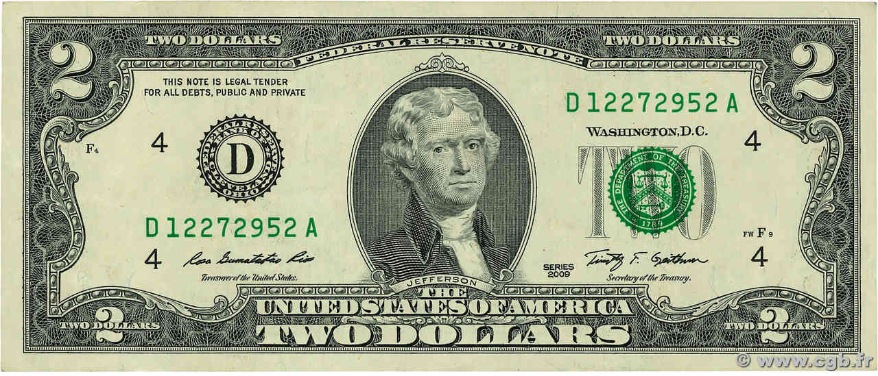 2 Dollars ÉTATS-UNIS D AMÉRIQUE Cleveland 2009 P.530A TTB+