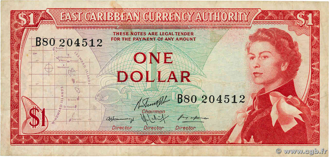 1 Dollar EAST CARIBBEAN STATES  1965 P.13g fS