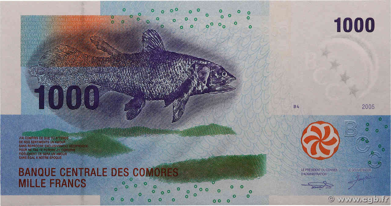 1000 Francs COMORAS  2005 P.16a FDC