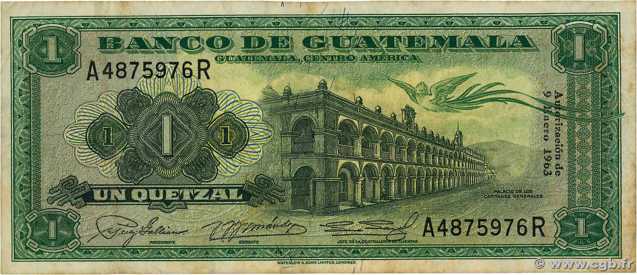 1 Quetzal GUATEMALA  1963 P.043e MB