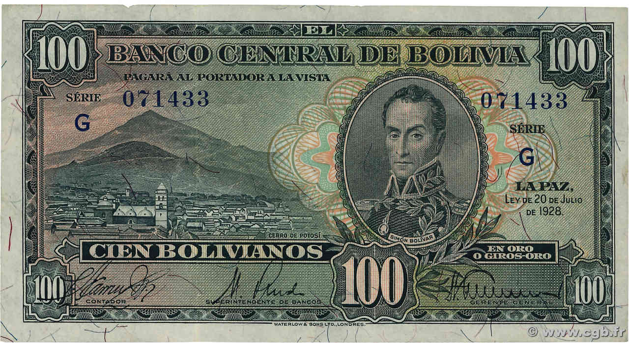 100 Bolivianos BOLIVIE  1928 P.133 TTB