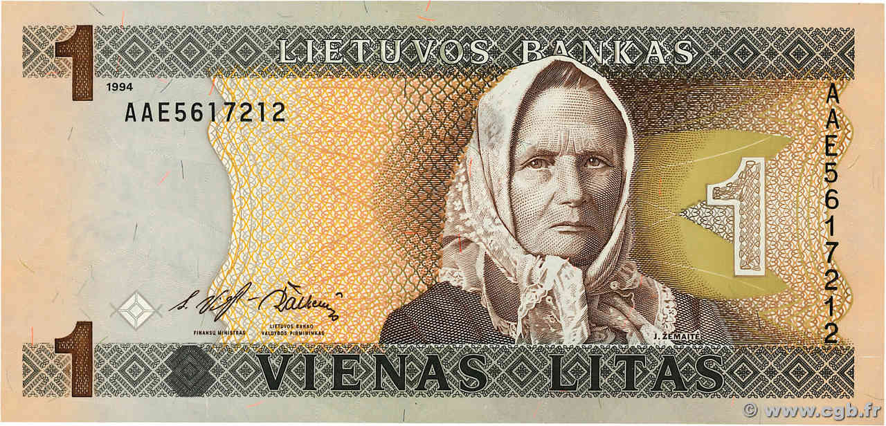 1 Litas LITUANIA  1994 P.53a SC+